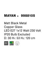 Pendul Nova Luce Mayan, culoare crom metal cooper, led E27 1x12W, cod 9988105 - imagine 6