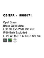 Suspensie Nova Luce Obitar, finisaj gold satinat, led G9 2x5W, cod 9988171 - imagine 4