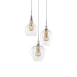 Suspensie Nova Luce Filo, finisaj crom lucios/sticla clara, 3x5 W, cod 1500202803