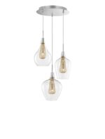 Suspensie Nova Luce Filo, finisaj crom lucios/sticla clara, 3x5 W, cod 1500202803