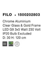 Suspensie Nova Luce Filo, finisaj crom lucios/sticla clara, 3x5 W, cod 1500202803 - imagine 3
