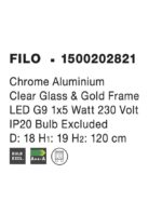 Pendul Nova Luce Filo, finisaj crom lucios/sticla clara, 1x5 W, cod 1500202821 - imagine 3