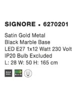 Lampadar Nova Luce Signore, finisaj auriu lucios/marmura neagra 1x60 W, cod 6270201 - imagine 3