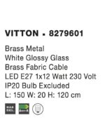 Suspensie Nova Luce Vitton, finisaj auriu lucios/sticla opal, 1x40 W, cod 8279601 - imagine 3