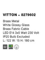 Suspensie Nova Luce Vitton, finisaj auriu lucios/sticla opal, 3x5 W, cod 8279602 - imagine 2