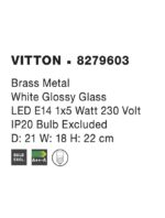 Aplica Nova Luce Vitton, finisaj auriu lucios/sticla opal, 1x40 W, cod 8279603 - imagine 3