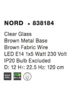 Pendul Nova Luce Nord, finisaj negru mat/sticla clara, 1x5 W, cod 838184 - imagine 3