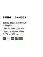 Suspensie Nova Luce Breda, finisaj negru satinat, 30 W, cod  9010023 - imagine 3
