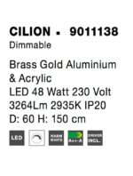 Suspensie Nova Luce Cilion, finisaj auriu periat/acril, 48 W, cod 9011138 - imagine 3