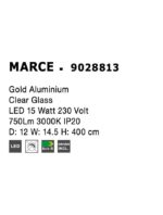 Suspensie Nova Luce Marce, finisaj auriu satinat, 3x5 W, cod 9028813 - imagine 2