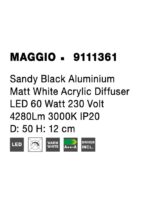 Plafoniera Nova Luce Maggio, finisaj negru satinat, 60 W, cod 9111361 - imagine 3