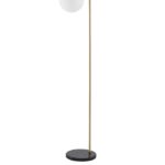 Lampadar Nova Luce Alvarez, finisaj auriu satinat/sticla alba, 1x12 W, cod 9136702