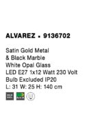 Lampadar Nova Luce Alvarez, finisaj auriu satinat/sticla alba, 1x12 W, cod 9136702 - imagine 3