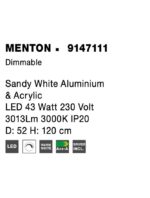 Suspensie Nova Luce Menton, finisaj alb satinat/acril alb, 43 W, cod 9147111 - imagine 3