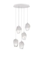 Suspensie Nova Luce Ice, finisaj alb mat/sticla alba degrade, 5x5 W, cod 9160235