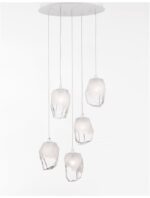 Suspensie Nova Luce Ice, finisaj alb mat/sticla alba degrade, 5x5 W, cod 9160235 - imagine 7