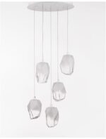 Suspensie Nova Luce Ice, finisaj alb mat/sticla alba degrade, 5x5 W, cod 9160235 - imagine 6
