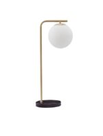Lampa de masa Nova Luce Alvarez, finisaj auriu satinat/sticla alba, 1x5 W, cod 9185361