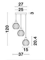 Suspensie Nova Luce Odell, finisaj crom lucios/sticla opal, 3x5 W, cod 9190882 - imagine 4