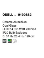 Suspensie Nova Luce Odell, finisaj crom lucios/sticla opal, 3x5 W, cod 9190882 - imagine 3