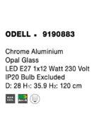 Pendul Nova Luce Odell, finisaj crom lucios/sticla opal, 1x12 W, cod 9190883 - imagine 3
