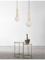 Pendul Nova Luce Grus, finisaj alama antichizata/sticla alba, 1 x 12 W, cod 9191201 - imagine 9
