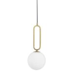 Pendul Nova Luce Grus, finisaj alama antichizata/sticla alba, 1 x 12 W, cod 9191201