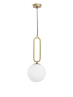 Pendul Nova Luce Grus, finisaj alama antichizata/sticla alba, 1 x 12 W, cod 9191201