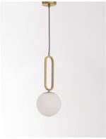 Pendul Nova Luce Grus, finisaj alama antichizata/sticla alba, 1 x 12 W, cod 9191201 - imagine 8