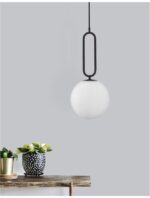 Pendul Nova Luce Grus, finisaj negru mat/sticla alba, 1 x 12 W, cod 9191202 - imagine 8