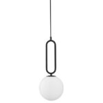 Pendul Nova Luce Grus, finisaj negru mat/sticla alba, 1 x 12 W, cod 9191202