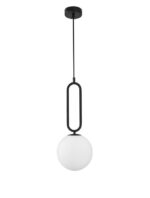 Pendul Nova Luce Grus, finisaj negru mat/sticla alba, 1 x 12 W, cod 9191202