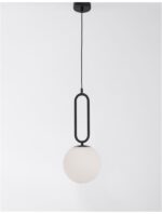 Pendul Nova Luce Grus, finisaj negru mat/sticla alba, 1 x 12 W, cod 9191202 - imagine 7