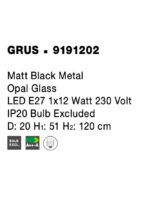 Pendul Nova Luce Grus, finisaj negru mat/sticla alba, 1 x 12 W, cod 9191202 - imagine 4