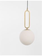 Pendul Nova Luce Grus, finisaj alama antichizata/sticla alba, 1 x 12 W, cod 9191251 - imagine 7