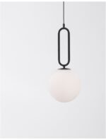 Pendul Nova Luce Grus, finisaj negru mat/sticla alba, 1 x 12 W, cod 9191202 - imagine 8