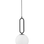 Pendul Nova Luce Grus, finisaj negru mat/sticla alba, 1 x 12 W, cod 9191202