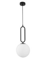 Pendul Nova Luce Grus, finisaj negru mat/sticla alba, 1 x 12 W, cod 9191202