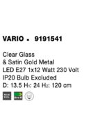 Pendul Nova Luce Vario, finisaj auriu satinat/sticla clara, 1x12 W, cod 9191541 - imagine 3