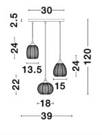 Suspensie Nova Luce Vario, finisaj auriu satinat/sticla clara, 3x12 W, cod 9191542 - imagine 4