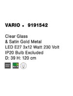 Suspensie Nova Luce Vario, finisaj auriu satinat/sticla clara, 3x12 W, cod 9191542 - imagine 3