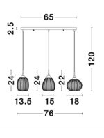 Suspensie Nova Luce Vario, finisaj auriu satinat/sticla clara, 3x12 W, cod 9191543 - imagine 4
