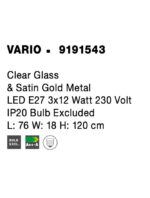 Suspensie Nova Luce Vario, finisaj auriu satinat/sticla clara, 3x12 W, cod 9191543 - imagine 3