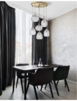 Suspensie Nova Luce Vario, finisaj auriu satinat/sticla clara, 6x12 W, cod 9191544 - imagine 7