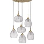 Suspensie Nova Luce Vario, finisaj auriu satinat/sticla clara, 6x12 W, cod 9191544