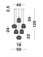 Suspensie Nova Luce Vario, finisaj auriu satinat/sticla clara, 6x12 W, cod 9191544 - imagine 4