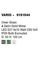 Suspensie Nova Luce Vario, finisaj auriu satinat/sticla clara, 6x12 W, cod 9191544 - imagine 3