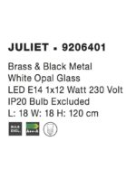 Pendul Nova Luce Juliet, finisaj auriu mat/sticla opal, 1x12 W, cod 9206401 - imagine 3