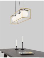 Suspensie Nova Luce Juliet, finisaj auriu mat/sticla opal, 3x12 W, cod 9206402 - imagine 6