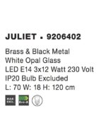 Suspensie Nova Luce Juliet, finisaj auriu mat/sticla opal, 3x12 W, cod 9206402 - imagine 3